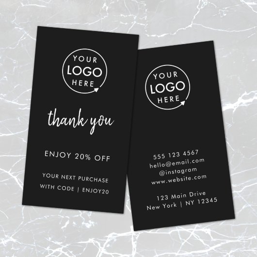 Carte De Réduction Remerciements | Design Black Modern Logo Business