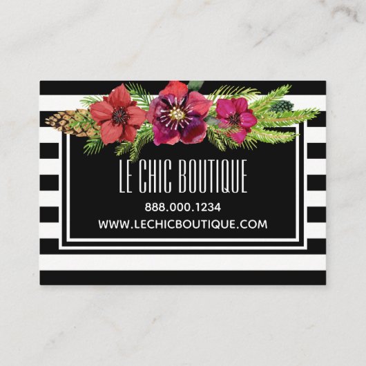 Carte De Réduction Remise de vacances de fleurs et de rayures (Dos)