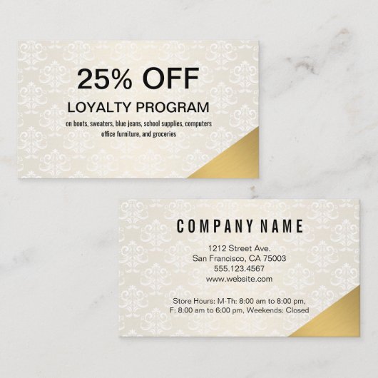 Carte De Réduction Remise Gold Corner (Devant / Derrière)