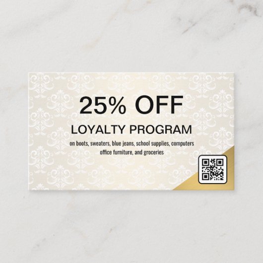 Carte De Réduction Remise Gold Corner | Code QR (Devant)