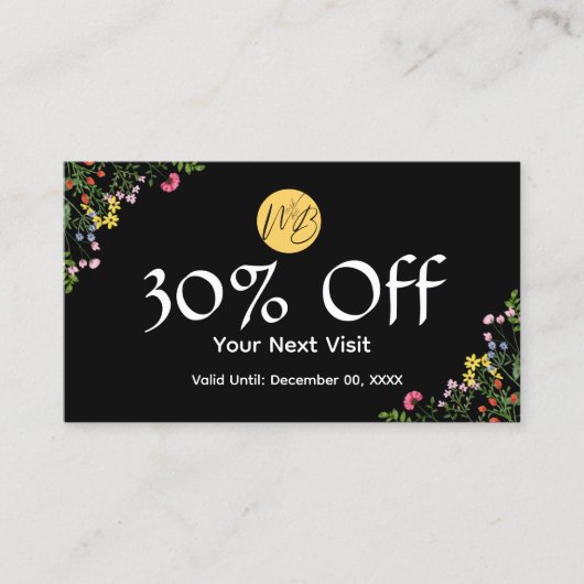 Carte De Réduction Restaurant moderne fleur sauvage Qr Code Menu et (Devant)