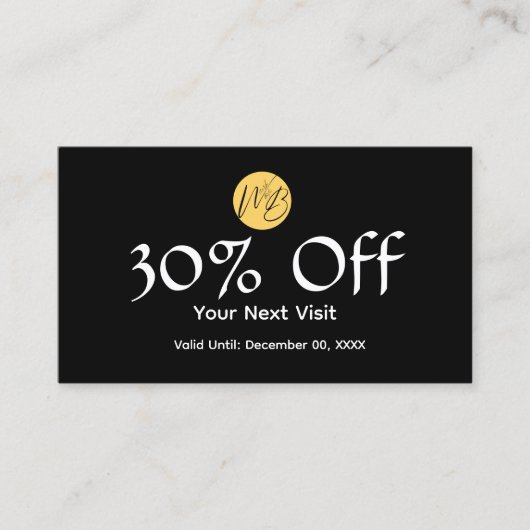 Carte De Réduction Restaurant noir et blanc Qr Code Menu et (Devant)