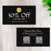 Carte De Réduction Restaurant noir et blanc Qr Code Menu et