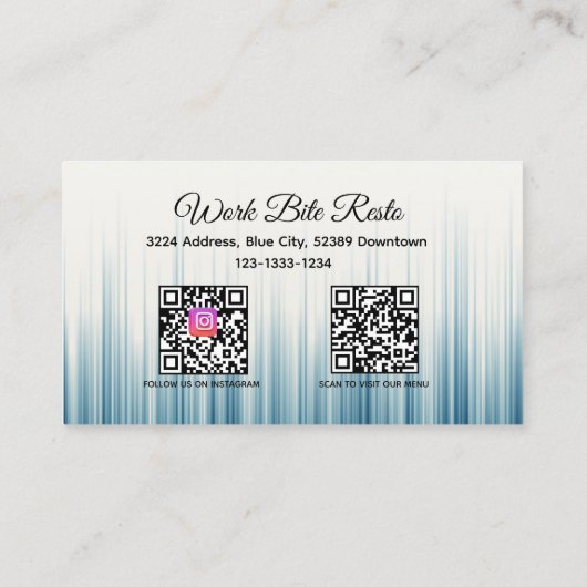 Carte De Réduction Retro Light Blue Restaurant Qr Code Menu et (Dos)