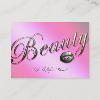 Carte De Réduction Rose d'argent de lèvres de salon de chèque-cadeau