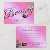 Carte De Réduction Rose d'argent de lèvres de salon de chèque-cadeau (Devant / Derrière)