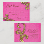 Carte De Réduction Rose élégant de feuille d'or de chèque-cadeau de (Devant / Derrière)