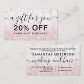 Carte De Réduction rose en or parties scintillant en marbre brillant  (Devant / Derrière)