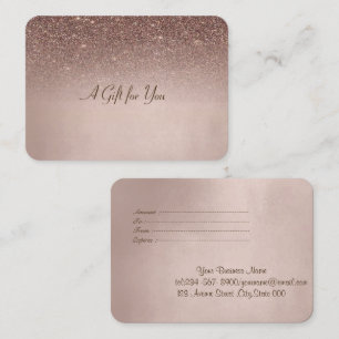 Carte De Réduction Rose Gold Pailleté Marron Moderne Élégant