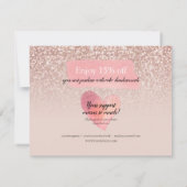 Carte de réduction rose Gold Parties scintillant B (Dos)