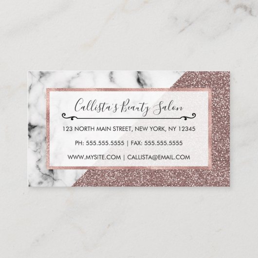 Carte De Réduction Rose Gold Pink Glitter Marble Geometric Cut (Dos)