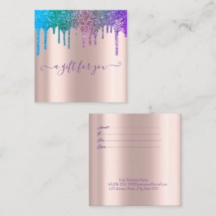 Carte De Réduction Rose Gold Tendance Élégante, Gouttes de Paillettes