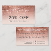 Carte De Réduction rose moderne de l'or foin blush professionnel (Devant / Derrière)