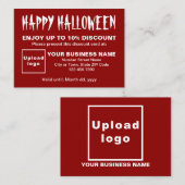 Carte de réduction rouge Halloween d'affaires (Devant / Derrière)