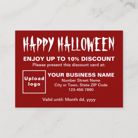 Carte de réduction rouge Halloween d'affaires (Devant)