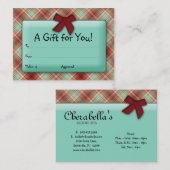 Carte De Réduction Rouge Teal d'arc de vacances de certificat-prime (Devant / Derrière)