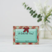 Carte De Réduction Rouge Teal d'arc de vacances de certificat-prime (Debout devant)