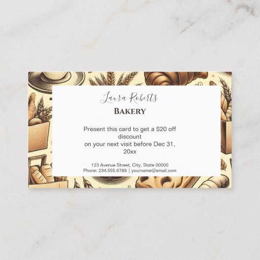 Carte De Réduction Rustic Baking Business (Dos)