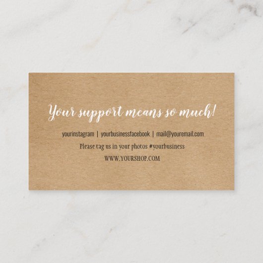 Carte De Réduction Rustique Kraft Merci client (Dos)