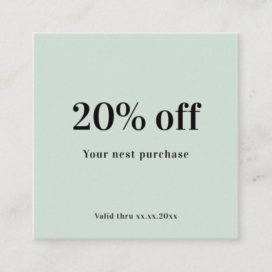 Carte De Réduction Sage vert qr code loyauté (Devant)