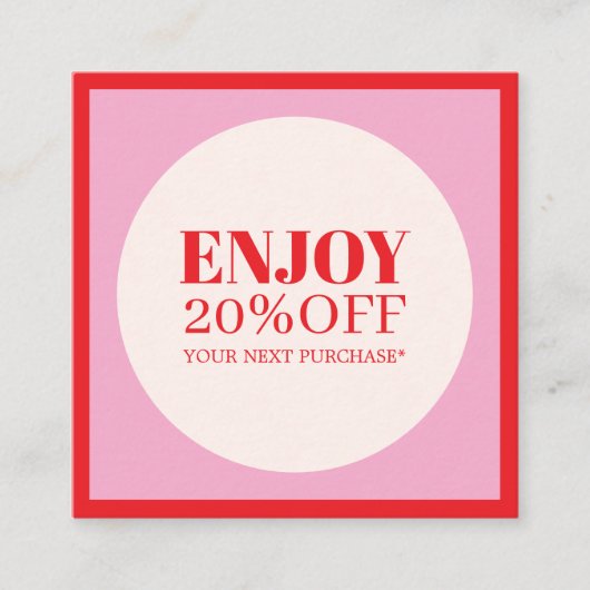 Carte De Réduction Salon cool élégant rouge rose Cercle (Devant)