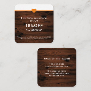 Carte De Réduction Salon de beauté Simple Élégant Première fois