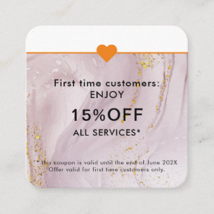 Carte De Réduction Salon de beauté Simple Élégant Première fois