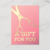 Carte De Réduction Salon de maquillage moderne ciseaux d'or rose (Devant)