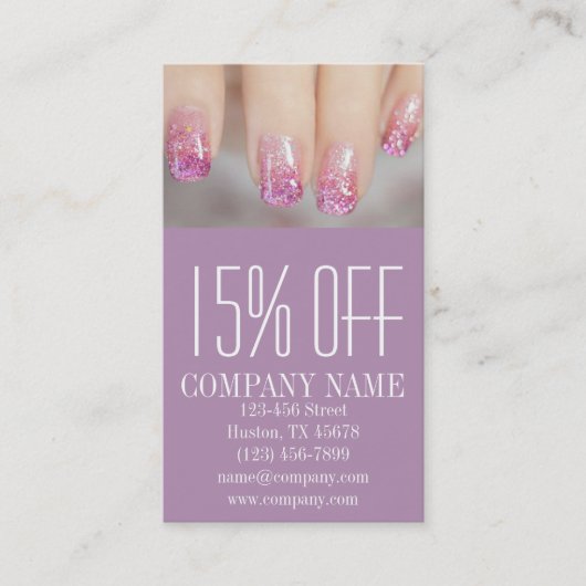 Carte De Réduction salon élégant de manucure à ongles (Devant)
