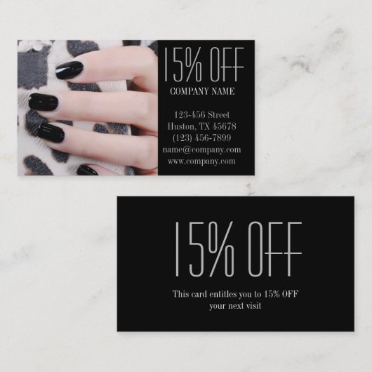 Carte De Réduction salon élégant de manucure à ongles (Devant / Derrière)