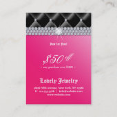 Carte De Réduction Satin tufté Blac de certificat-prime de bijoux de (Dos)