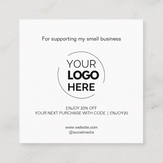 Carte De Réduction Script de Merci moderne blanc minimal (Dos)