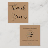 Carte De Réduction Script de Merci moderne Brown minimal (Devant / Derrière)