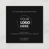 Carte De Réduction Script de Merci moderne noir minimal (Dos)