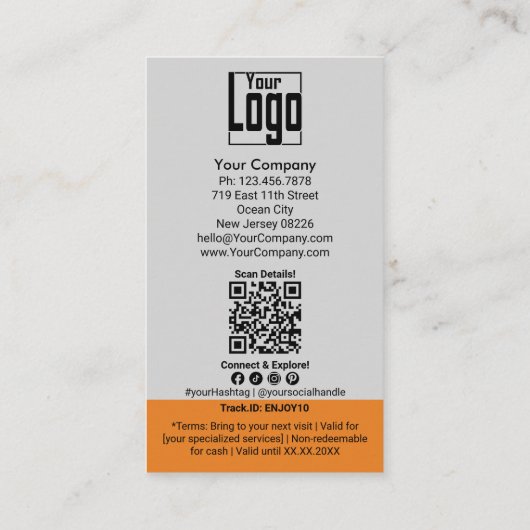 Carte De Réduction Service Image Orange Accents $XX Off (Dos)