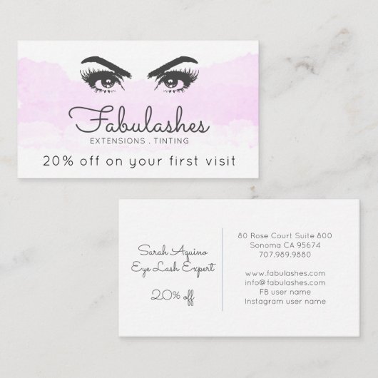 Carte De Réduction Services de cache de maquillage de nuage rose (Devant / Derrière)