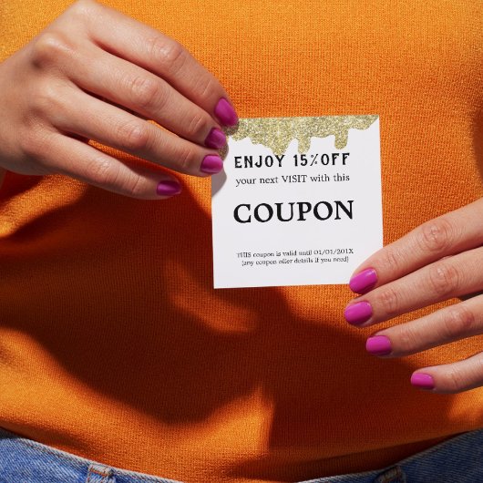 Carte De Réduction Signature holographique moderne Glam Parties scint