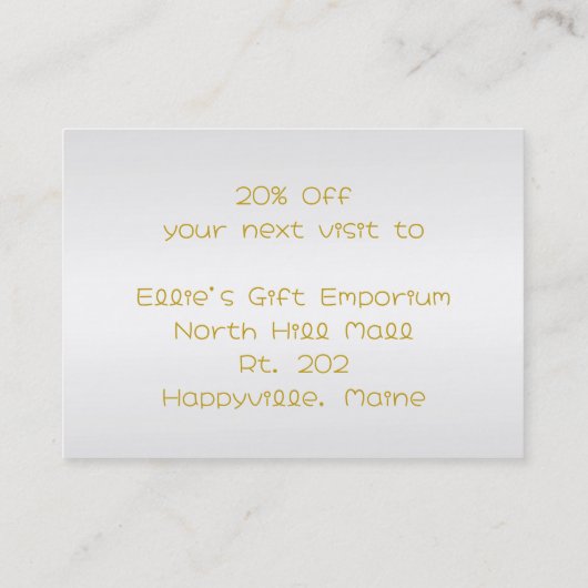 Carte De Réduction Silver and Gold Big Bow Gift Card Certificates (Dos)