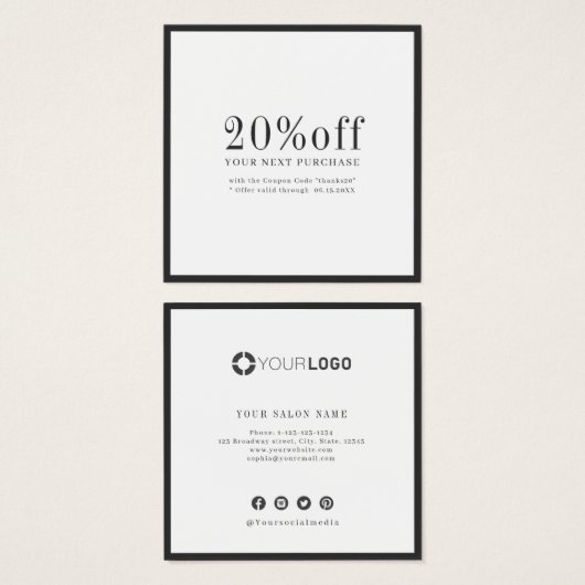 Carte de réduction simple et moderne (Devant & derrière)