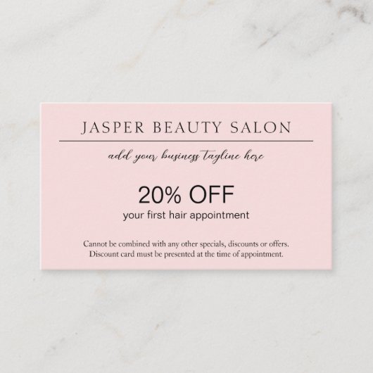 Carte De Réduction Simple rose élégant professionnel QR Code moderne (Devant)