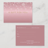 Carte De Réduction Snowflakes Rose Gold Holiday Gift Certificate (Devant / Derrière)