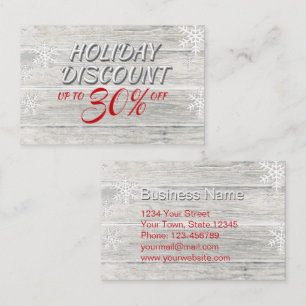 Carte De Réduction Snowflakes rustique en bois Festive Rouge Script