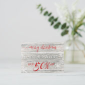 Carte De Réduction Snowflakes rustiques de Noël en bois (Debout devant)