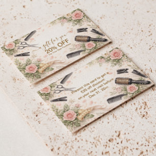 Carte De Réduction Studio de coiffure floral élégant Entreprise