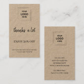 Carte De Réduction Style de récompense client de Rustic Kraft (Devant / Derrière)
