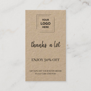 Carte De Réduction Style de récompense client de Rustic Kraft