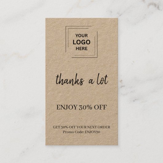 Carte De Réduction Style de récompense client de Rustic Kraft (Devant)