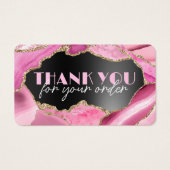 Carte de réduction sur feuille noire rose agneau (Devant)