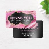 Carte de réduction sur feuille noire rose agneau (Bureau)