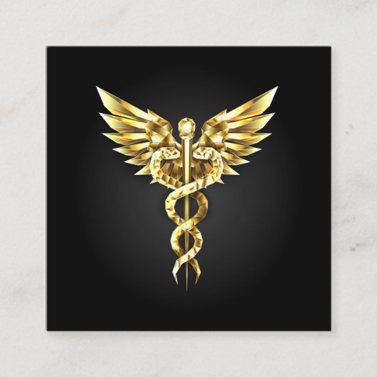 Carte De Réduction Symbole caducee polygonale en or (Devant)